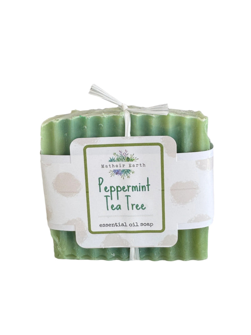 minty green soap scented with peppermint and tea tree essential oils 